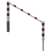 Access barriers | with triangular locking mechanism | swing-back | with top bar | hot-dip galvanized and white coatedwith red reflecting stripes | total width: 2000 mm